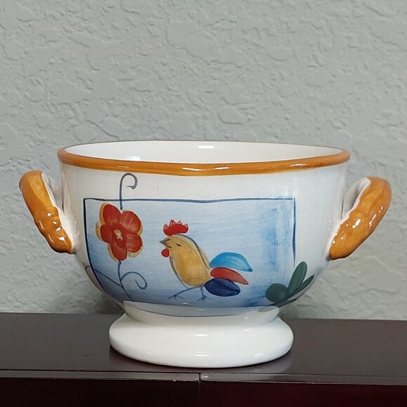 California Pantry 2006 Set of 2 Footed, Double Handled Rooster Soup Bowls - Picture 3 of 13